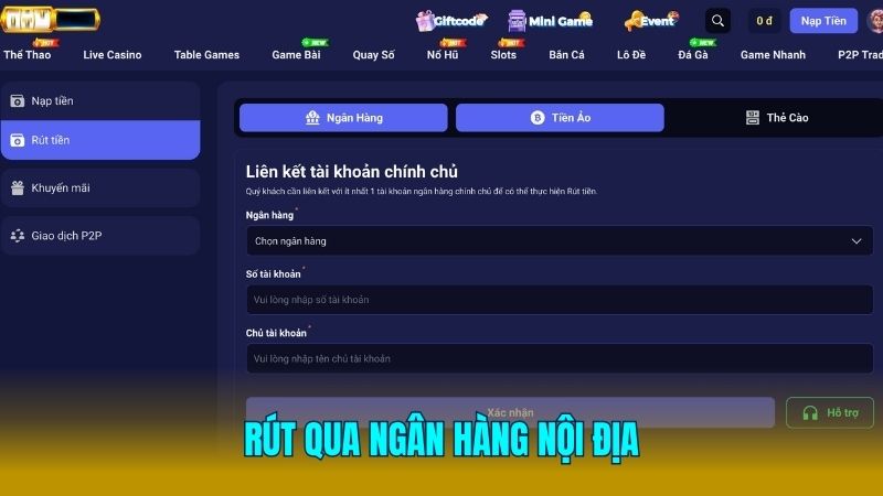 Rút thưởng từ Tin88 nhanh chóng bằng ngân hàng