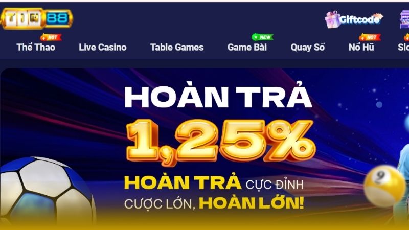 Tổng hợp khuyến mãi Tin88 - Hoàn trả vô tận 1.25%